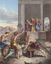 Salomón supervisando la construcción del Templo de Jerusalén